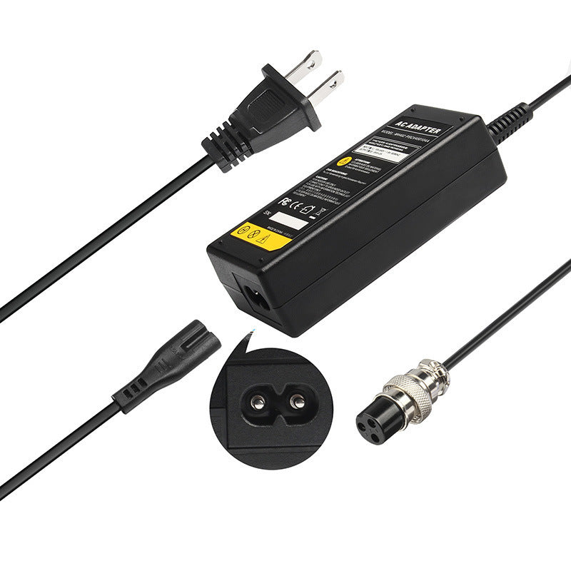 HKM-082643 Portable 48W Electric Vehicle Power Adapter with Female 3-Pin Inline Connection - Black