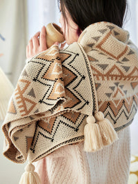 HKM-082771 Bohemian Geometric Cotton Knitted Blanket for All-Season Comfort