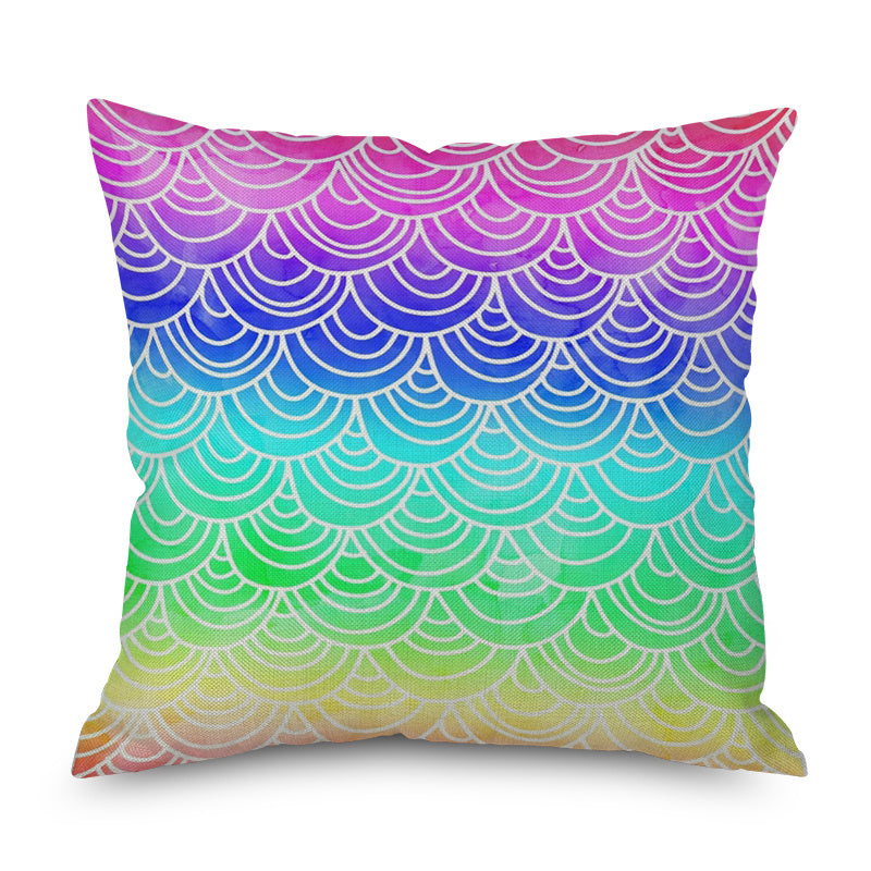 HKM-082835 Geometric Print Linen Cushion Cover - Modern and Simple Design, 45x45CM