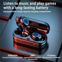 HKM-082835 Wireless Bluetooth 5.0 Touch Headset with Battery Display - Mini Binaural Stereo Earplugs