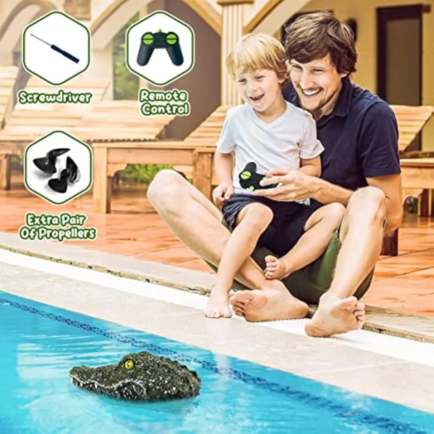 HKM-083091 Remote Control Crocodile Model Boat for Kids - 4-Channel Electric Water Toy