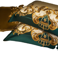 HKM-083219 European-Style Four-Piece Satin Bedding Set with Embroidery for 2.0m Beds