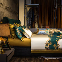 HKM-083219 European-Style Four-Piece Satin Bedding Set with Embroidery for 2.0m Beds
