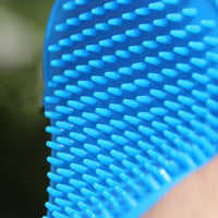 HKM-083219 Rubber Oval Pet Bath and Massage Brush for Dogs - Available in Red and Blue