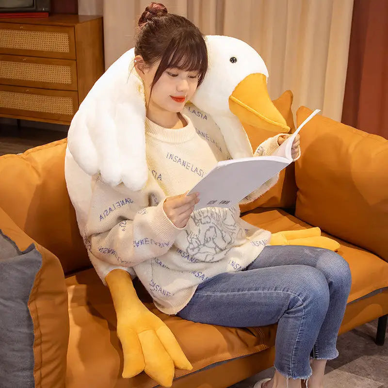 KTX-083283 Big White Goose Plush Toy - Soft Stuffed Animal Pillow for Kids, 50-190cm in Height, Ideal Gift for All Ages