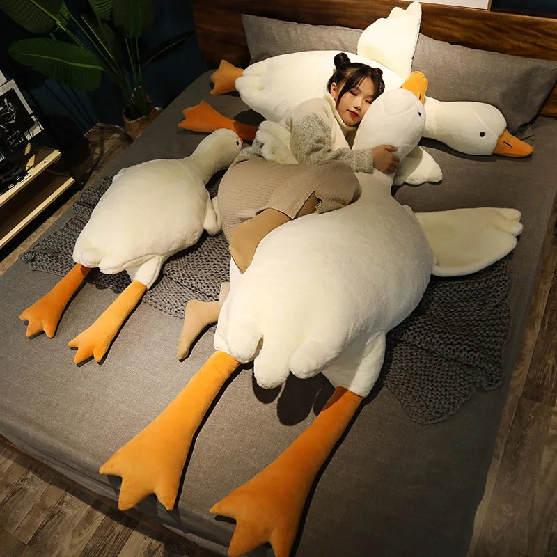 KTX-083283 Big White Goose Plush Toy - Soft Stuffed Animal Pillow for Kids, 50-190cm in Height, Ideal Gift for All Ages