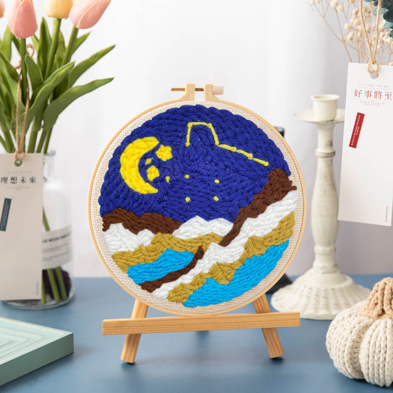 HKM-083283 DIY Cartoon-Themed Woolen Thread Embroidery Kit for Relaxation and Creativity