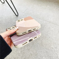 HKM-083539 Geometric Stitching Abstract Coffee Cell Phone Case for iPhone Models