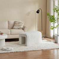 HKM-083603 Corduroy Ottoman Storage Bench with Cat Nest for Living Room, Entryway, and Bedroom