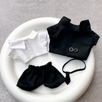 HKM-083603 Stylish Black Suit Set with Oval Sunglasses and Ankle Boots for Dolls
