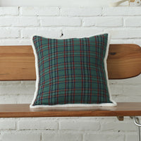 HKM-083731 Christmas Green Plaid Polyester-Cotton Canvas Pillow Cover