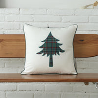 HKM-083731 Christmas Green Plaid Polyester-Cotton Canvas Pillow Cover