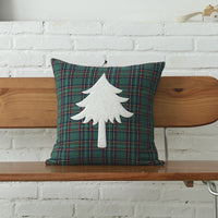 HKM-083731 Christmas Green Plaid Polyester-Cotton Canvas Pillow Cover