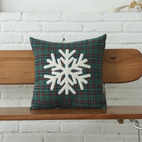 HKM-083731 Christmas Green Plaid Polyester-Cotton Canvas Pillow Cover