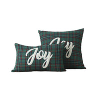 HKM-083731 Christmas Green Plaid Polyester-Cotton Canvas Pillow Cover
