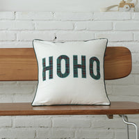 HKM-083731 Christmas Green Plaid Polyester-Cotton Canvas Pillow Cover