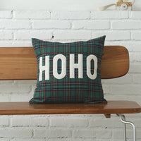 HKM-083731 Christmas Green Plaid Polyester-Cotton Canvas Pillow Cover