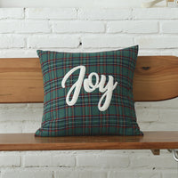 HKM-083731 Christmas Green Plaid Polyester-Cotton Canvas Pillow Cover