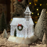 HKM-083731 Luminous Pink Crystal House Christmas Decoration – 18cm x 14cm x 24cm