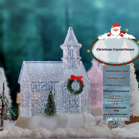 HKM-083731 Luminous Pink Crystal House Christmas Decoration – 18cm x 14cm x 24cm