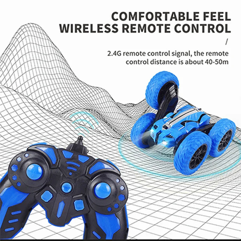 HKM-083859 Double-Sided 360° Rotation Stunt RC Car with Rechargeable Remote Control - Indoor/Outdoor Fun
