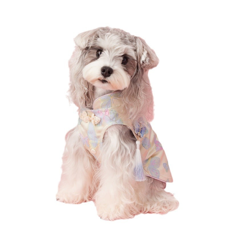 HKM-083923 Neo-Chinese Style Sleeveless Cheongsam Pet Vest for Small Dogs - Stylish and Comfortable Clothing