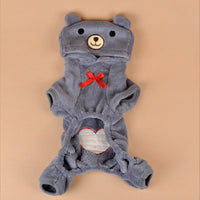 HKM-084051 Cozy Coral Fleece Bear Costume for Four-Legged Pets