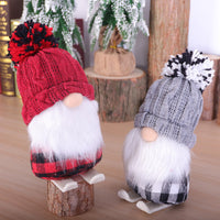 HKM-084051 Skiing Doll Christmas Ornaments Set - Cloth Decorations in Red & Gray