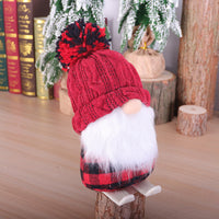 HKM-084051 Skiing Doll Christmas Ornaments Set - Cloth Decorations in Red & Gray