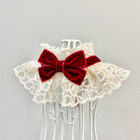 HKM-084115 Red and Black Pet Scarf with Bow Tie - Stylish Accessory for Dogs and Cats