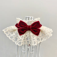 HKM-084115 Red and Black Pet Scarf with Bow Tie - Stylish Accessory for Dogs and Cats