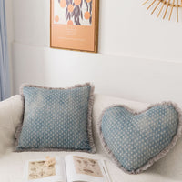 HKM-084563 Denim Color Jacquard Pillow Cover with Tassel Fringe, 45x45cm & 30x50cm Sizes