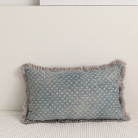 HKM-084563 Denim Color Jacquard Pillow Cover with Tassel Fringe, 45x45cm & 30x50cm Sizes