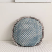 HKM-084563 Denim Color Jacquard Pillow Cover with Tassel Fringe, 45x45cm & 30x50cm Sizes