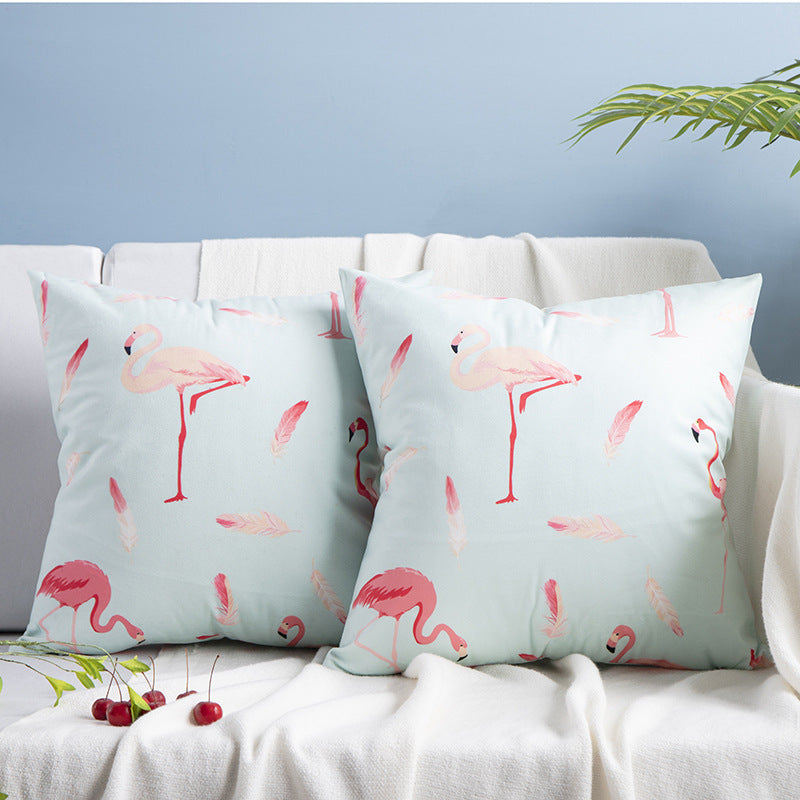HKM-084755 Flamingo Rich Velvet Pillow with PP Cotton Filling, Nordic Style, 45x45CM