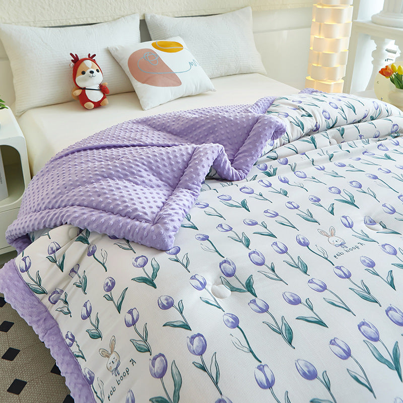 HKM-084755 Washed Cotton Beanie Blanket - Winter Quilt in Various Colors & Sizes