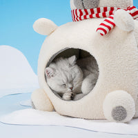 HKM-084883 Cozy Winter Bear Sponge Cat Nest - Universal Pet Bed for All Seasons