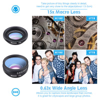 HKM-084947 High-Definition Mobile Phone Lens Set with Fisheye, Telephoto, Wide-Angle, and Macro Lenses