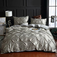 HKM-085075 Luxurious Double Imitation Silk Bedding Set – Soft Satin Polyester Fabric