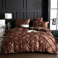 HKM-085075 Luxurious Double Imitation Silk Bedding Set – Soft Satin Polyester Fabric