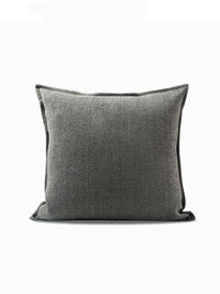 HKM-085139 Dark Gray Cotton and Linen Modern Square Pillow - Multiple Sizes Available
