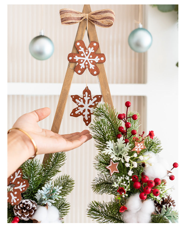 HKM-085203 Atmosphere Flower Christmas Tree Lamp with Solid Wood Base and Artificial Floral Accents