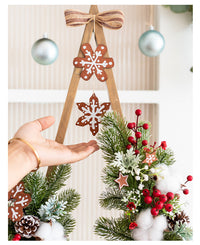 HKM-085203 Atmosphere Flower Christmas Tree Lamp with Solid Wood Base and Artificial Floral Accents