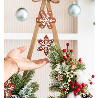 HKM-085203 Atmosphere Flower Christmas Tree Lamp with Solid Wood Base and Artificial Floral Accents