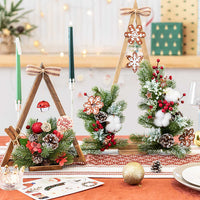 HKM-085203 Atmosphere Flower Christmas Tree Lamp with Solid Wood Base and Artificial Floral Accents
