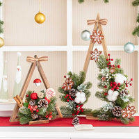 HKM-085203 Atmosphere Flower Christmas Tree Lamp with Solid Wood Base and Artificial Floral Accents