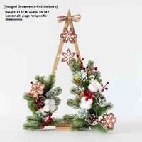 HKM-085203 Atmosphere Flower Christmas Tree Lamp with Solid Wood Base and Artificial Floral Accents