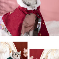 HKM-085203 Pet Shawl Hanfu for Cats and Dogs - Dark Green and Wine Options, Size S/M