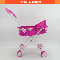 HKM-085395 Iron Folding Doll Carriage Trolley Toy for Kids Ages 2-7, Educational Mini Toy