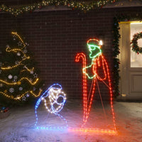 HKM-085395 LED Christmas Silhouette Decoration of Mary and Joseph - Multicolor Lights, 264 LEDs, 40x55 cm